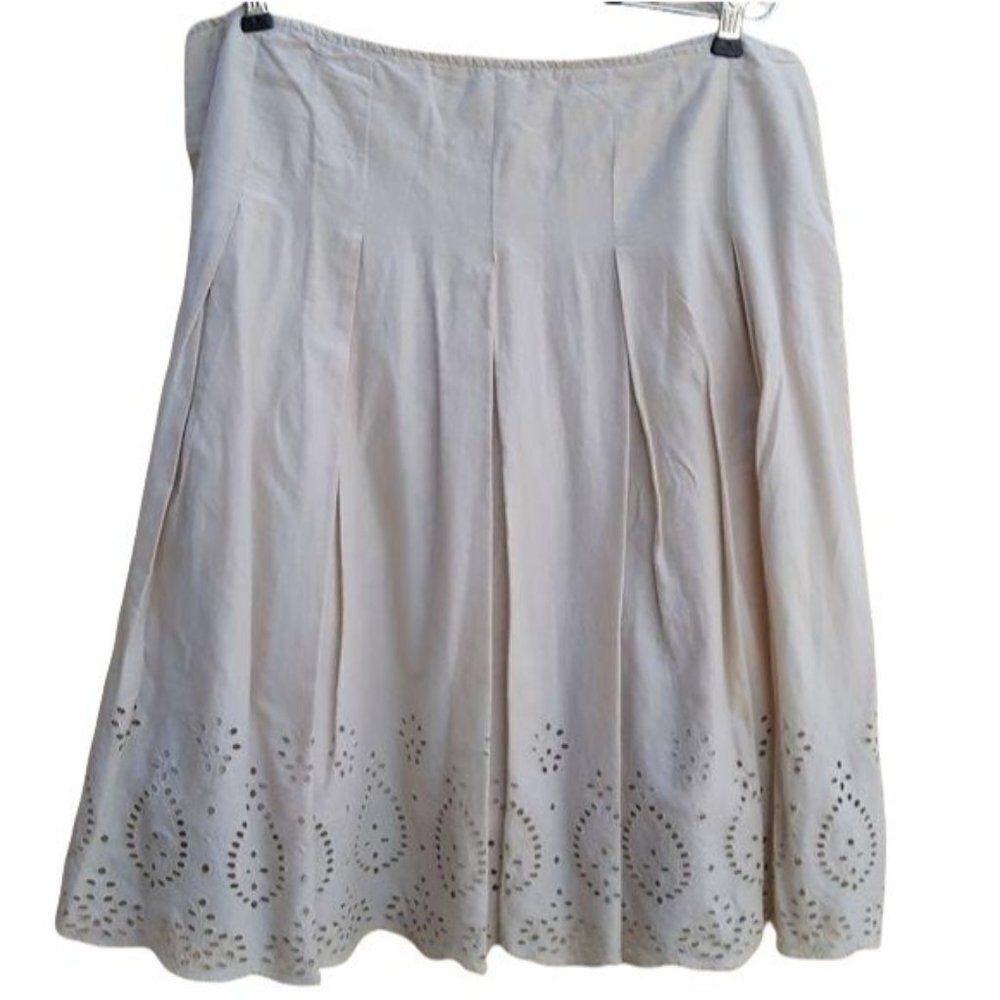 Vtg St. John's Bay Peasant Scalloped Eyelet Cutout‎ Hem Drop Waist Skirt Sz 16
